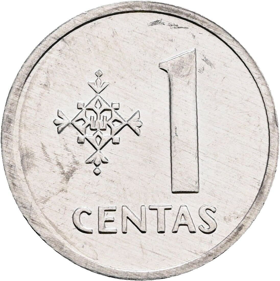 1 Centas 1991 – Vorderseite