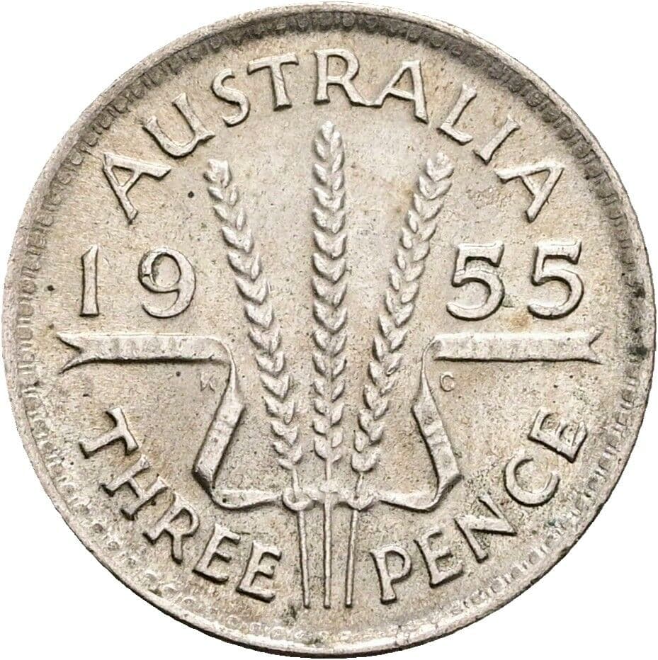 3 Pence Elisabeth II. 1952-2022 1955 – Rückseite