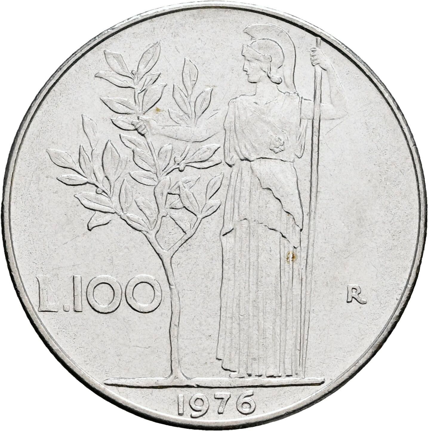 100 Lire 1976 – Rückseite