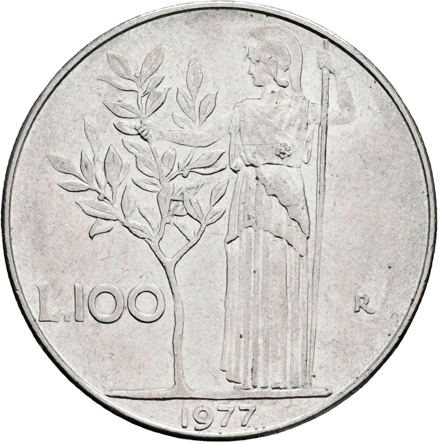 100 Lire 1977 – Rückseite