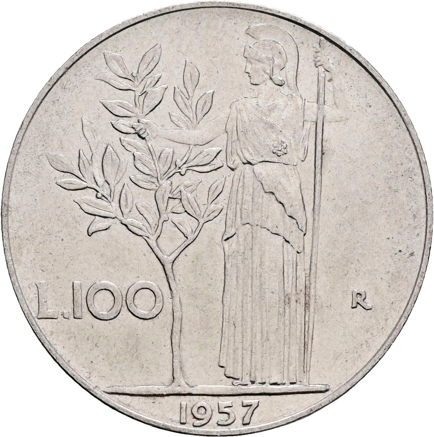 100 Lire 1957 – Rückseite