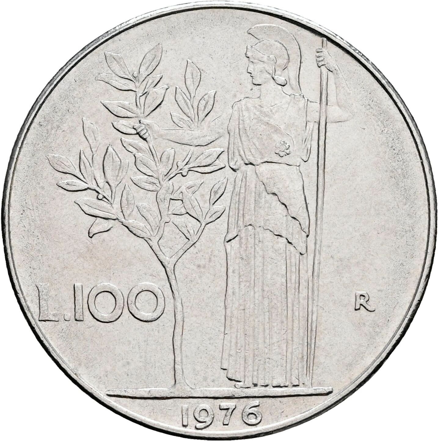 100 Lire 1976 – Rückseite