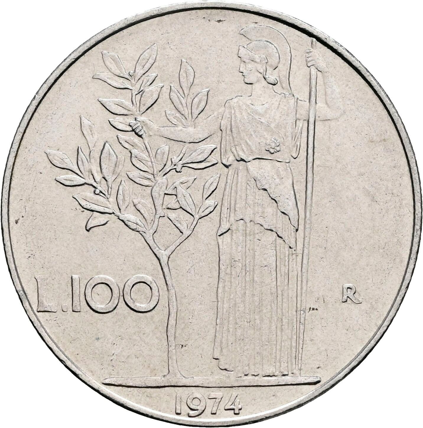 100 Lire 1974 – Rückseite