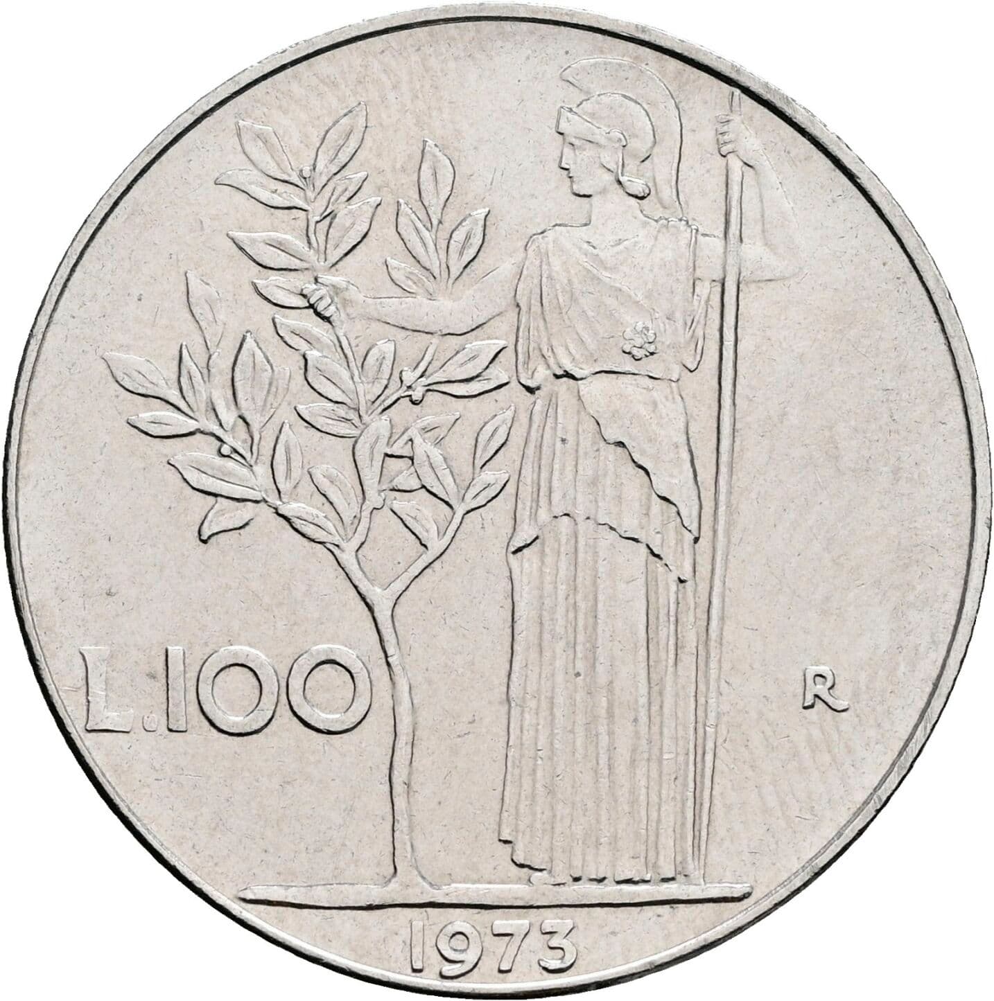 100 Lire 1973 – Rückseite