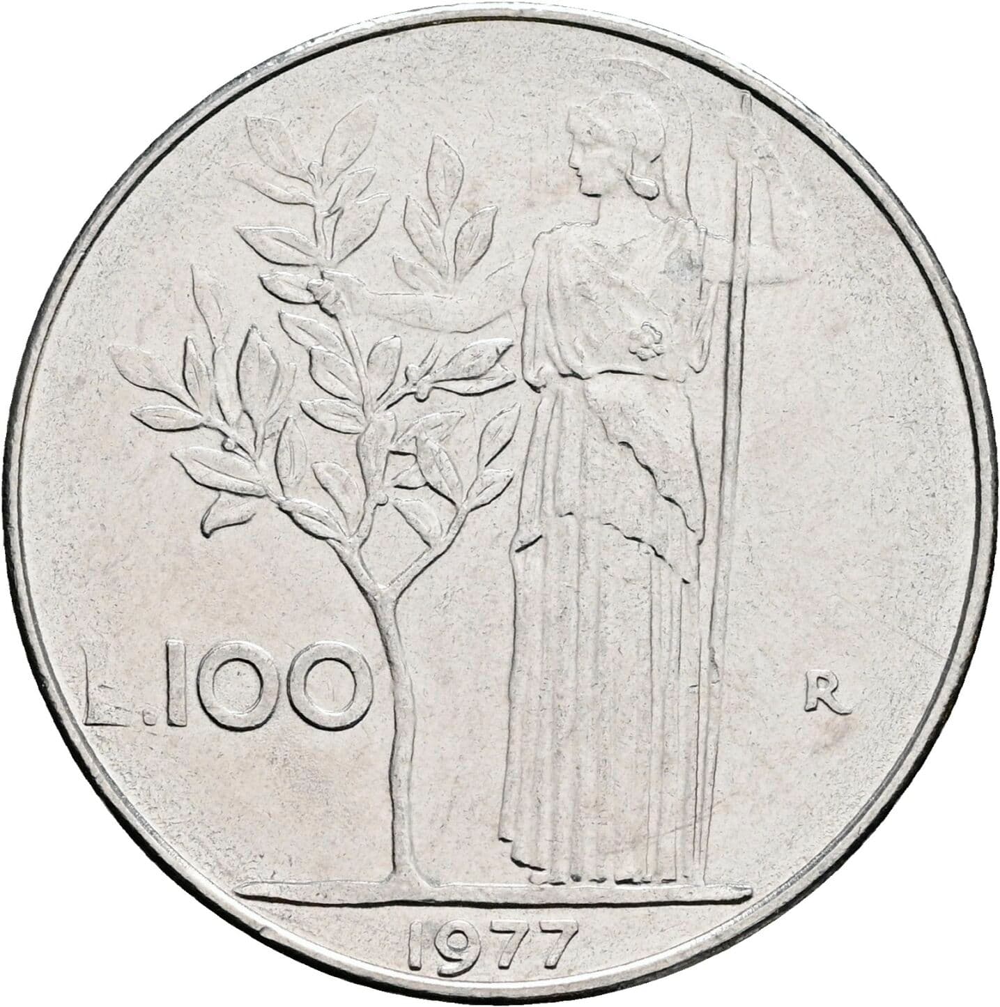 100 Lire 1977 – Rückseite
