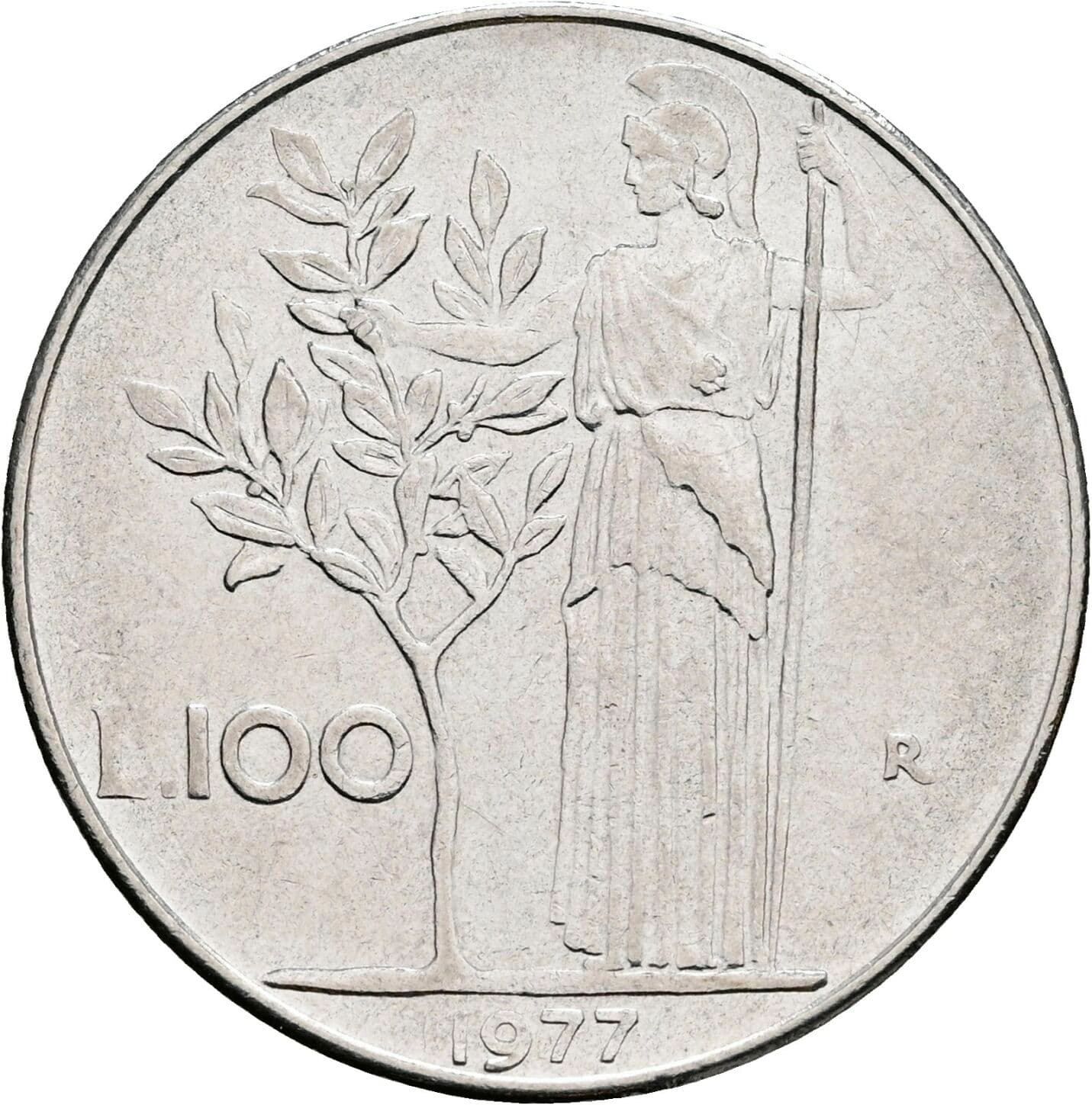 100 Lire 1977 – Rückseite