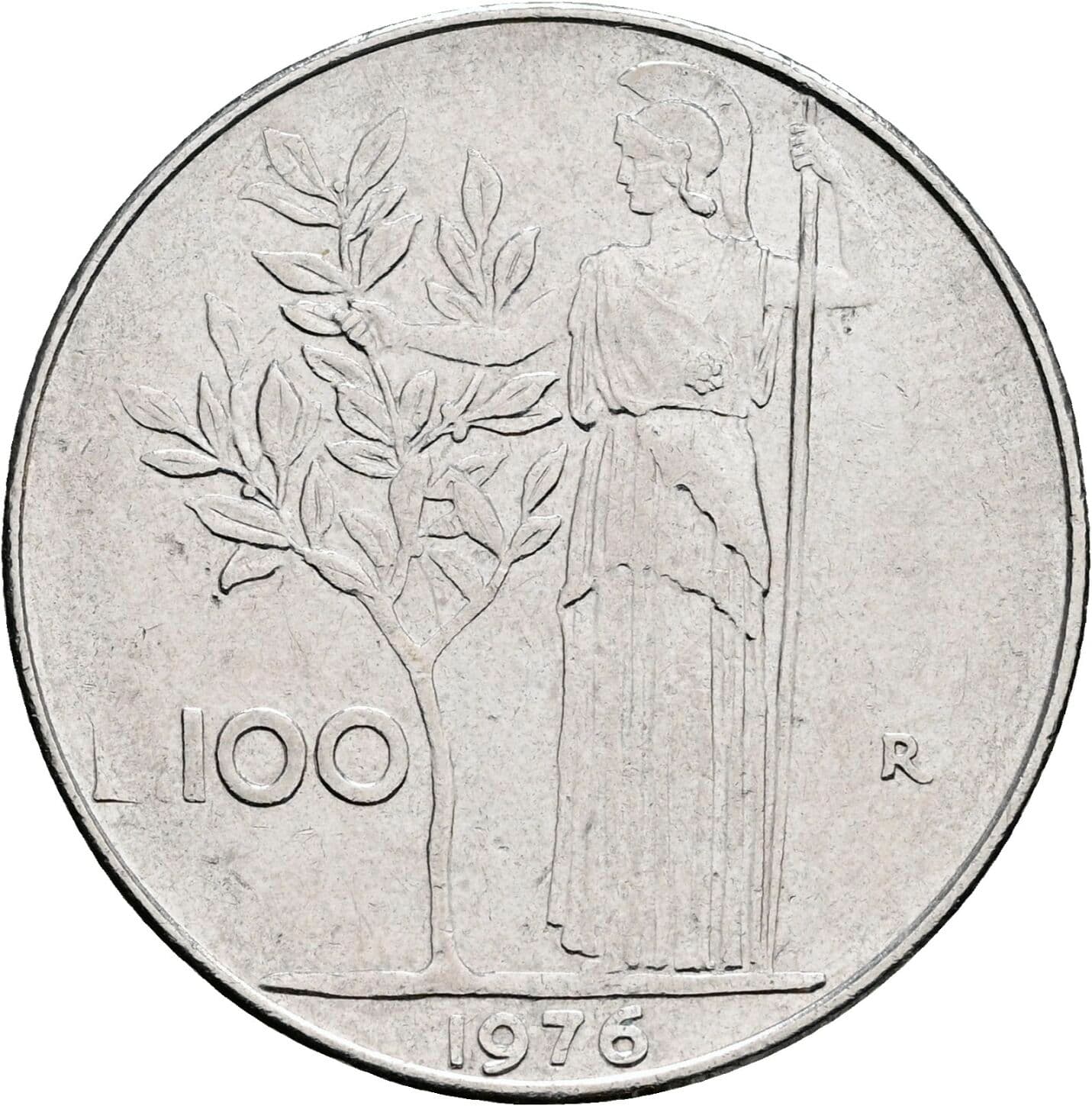 100 Lire 1976 – Rückseite
