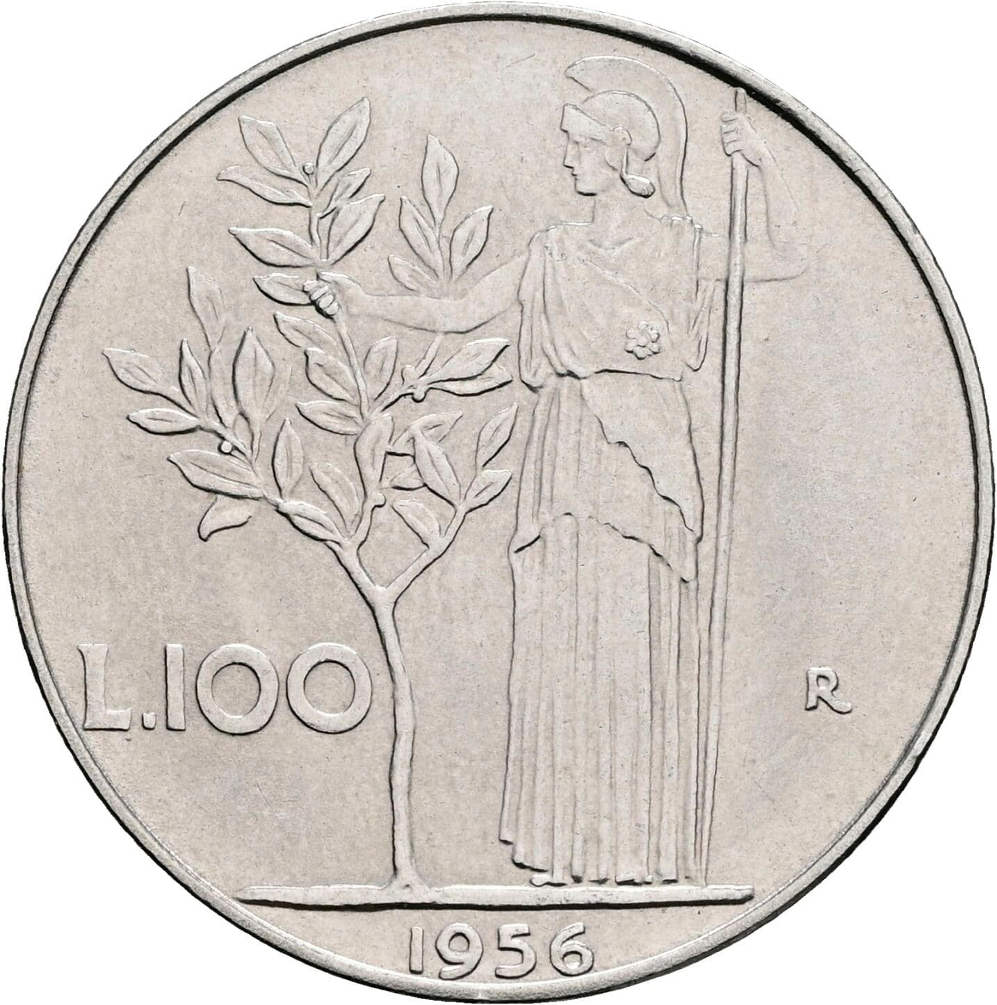 100 Lire 1956 – Rückseite