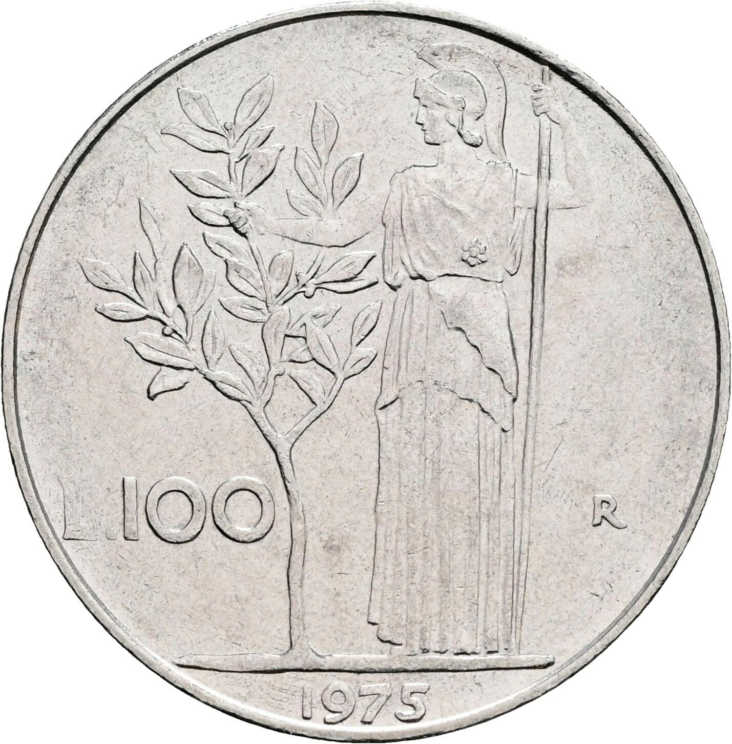100 Lire 1975 – Rückseite