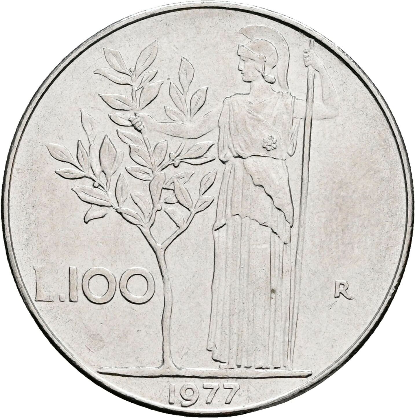 100 Lire 1977 – Rückseite