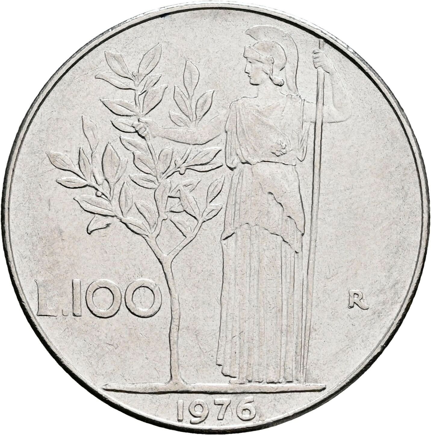 100 Lire 1976 – Rückseite