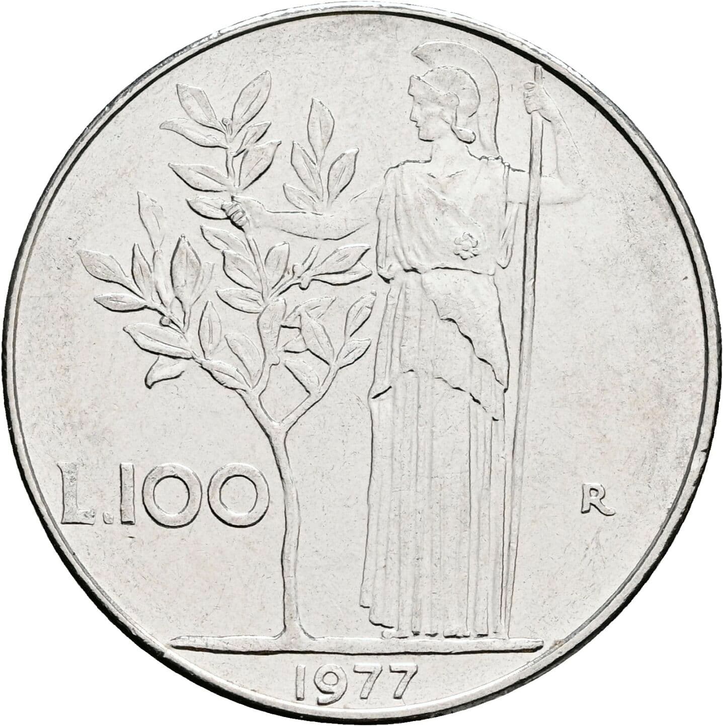 100 Lire 1977 – Rückseite