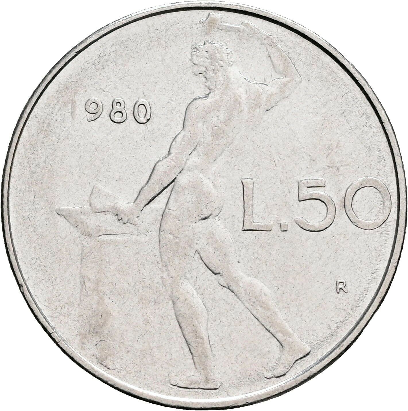 50 Lire 1980 – Rückseite