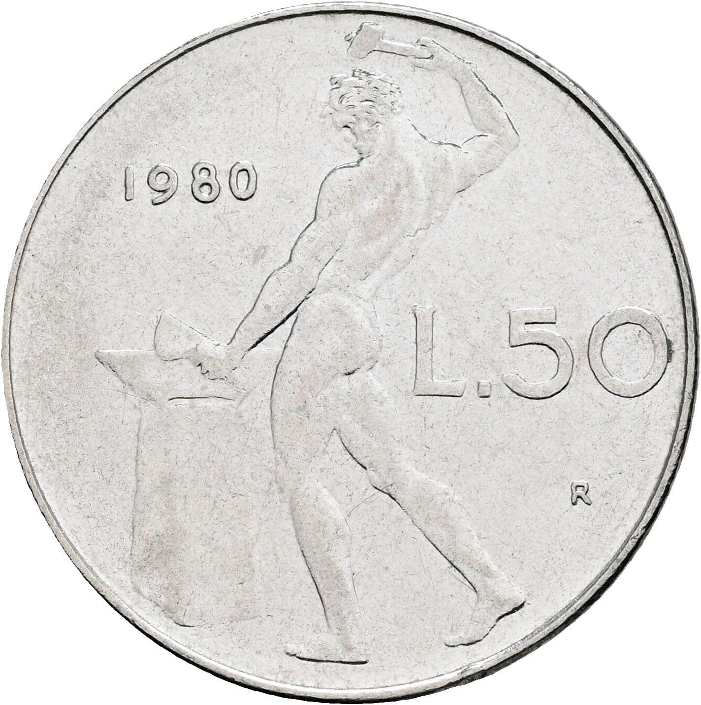 50 Lire 1980 – Rückseite
