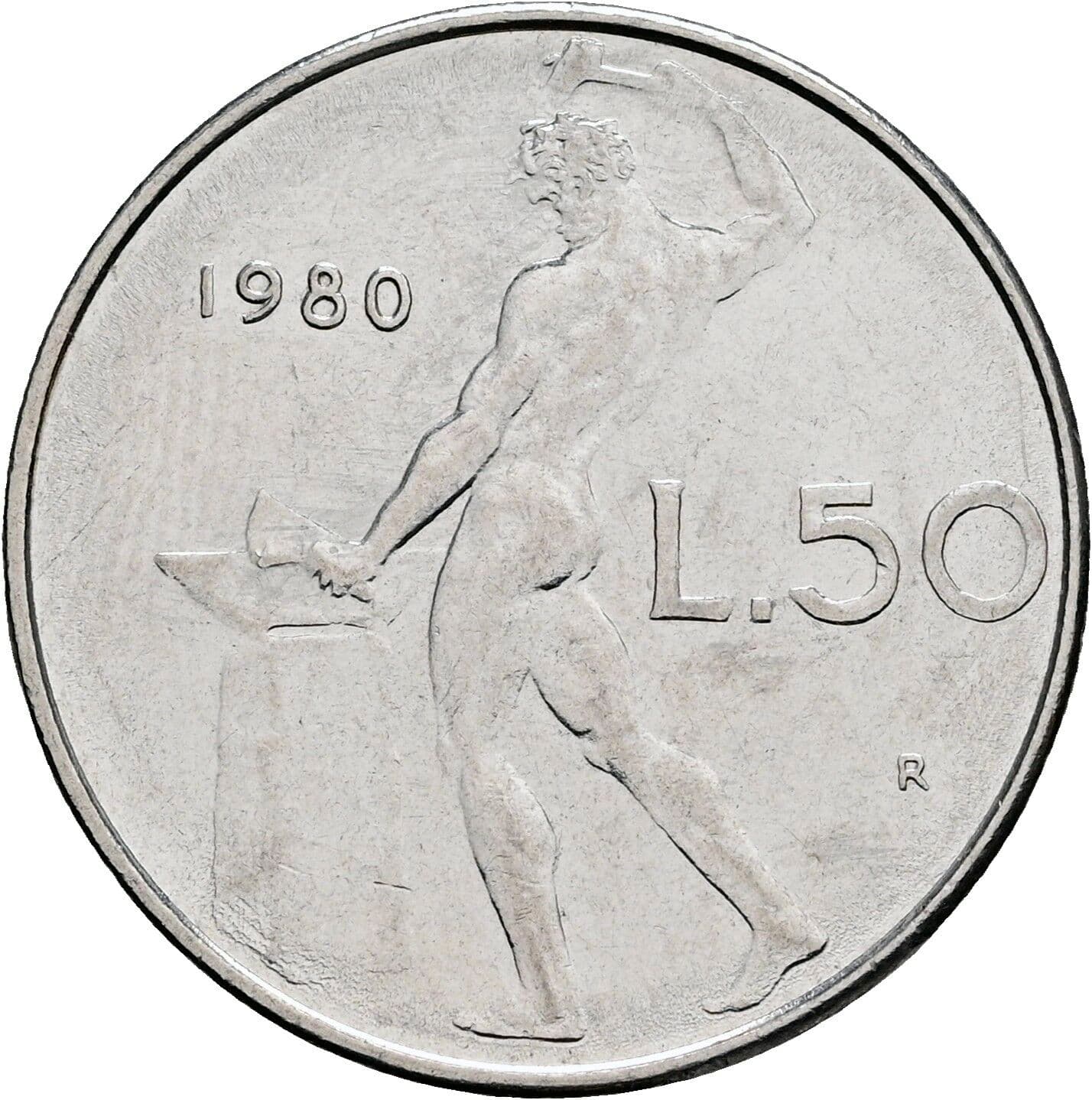 50 Lire 1980 – Rückseite