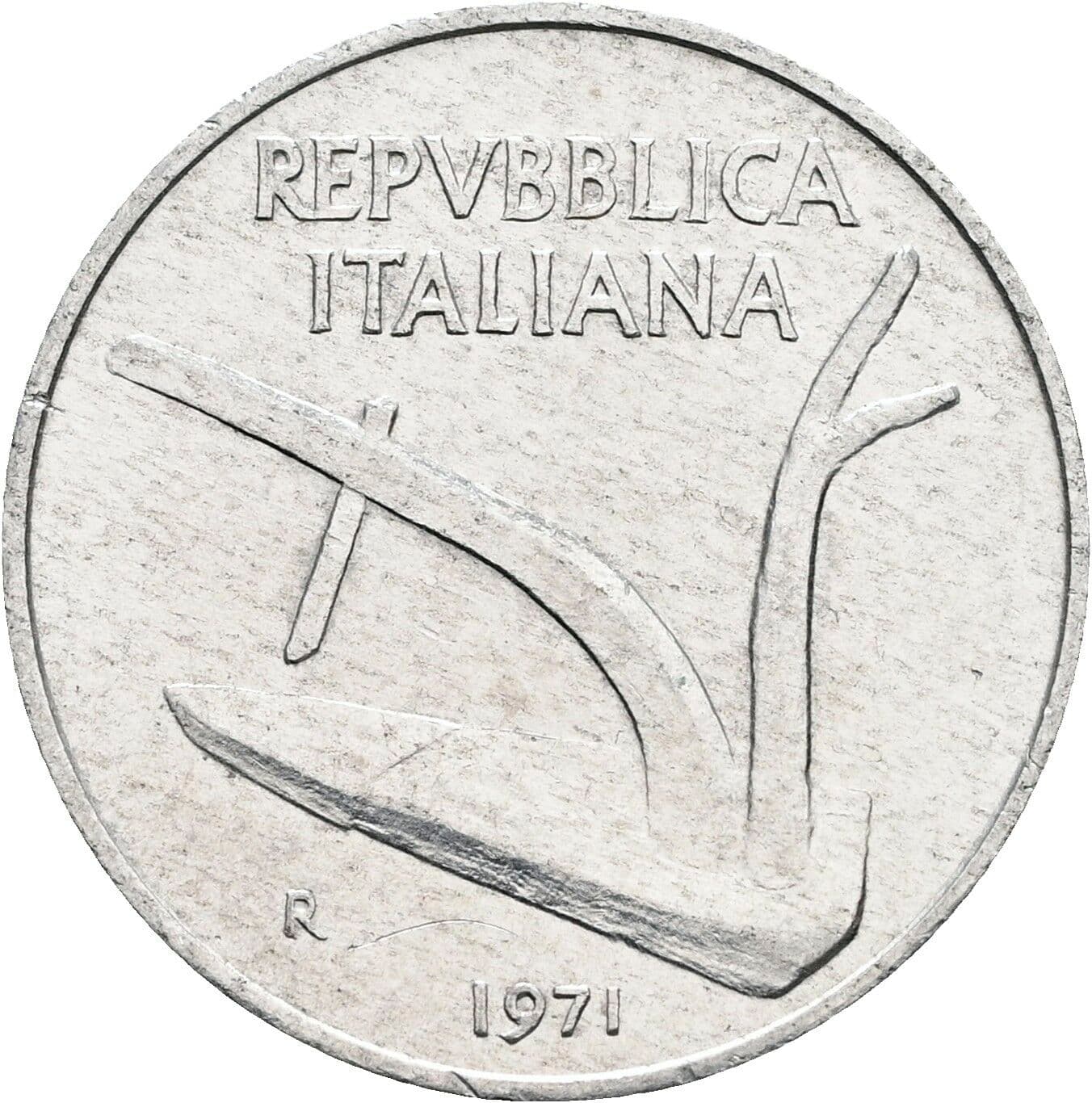 10 Lire 1971 – Rückseite