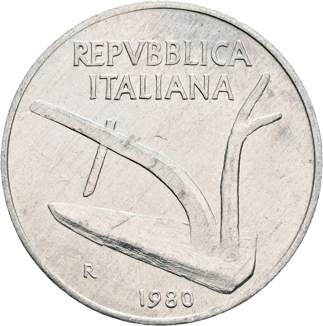 10 Lire 1980 – Rückseite
