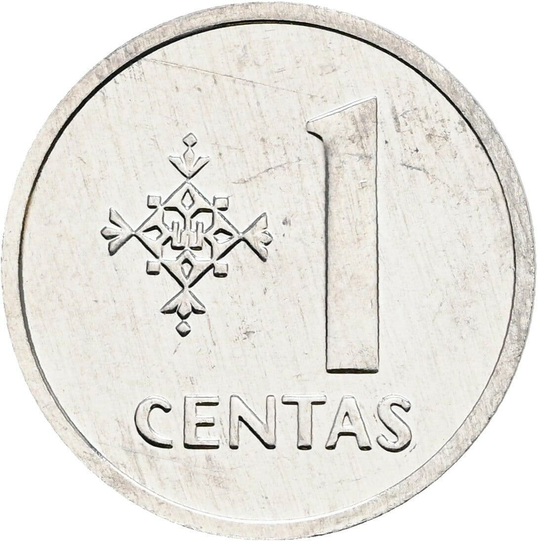 1 Centas 1991 – Vorderseite