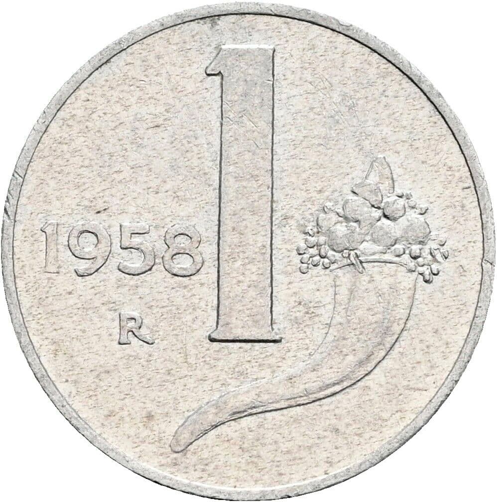 1 Lira 1958 – Vorderseite