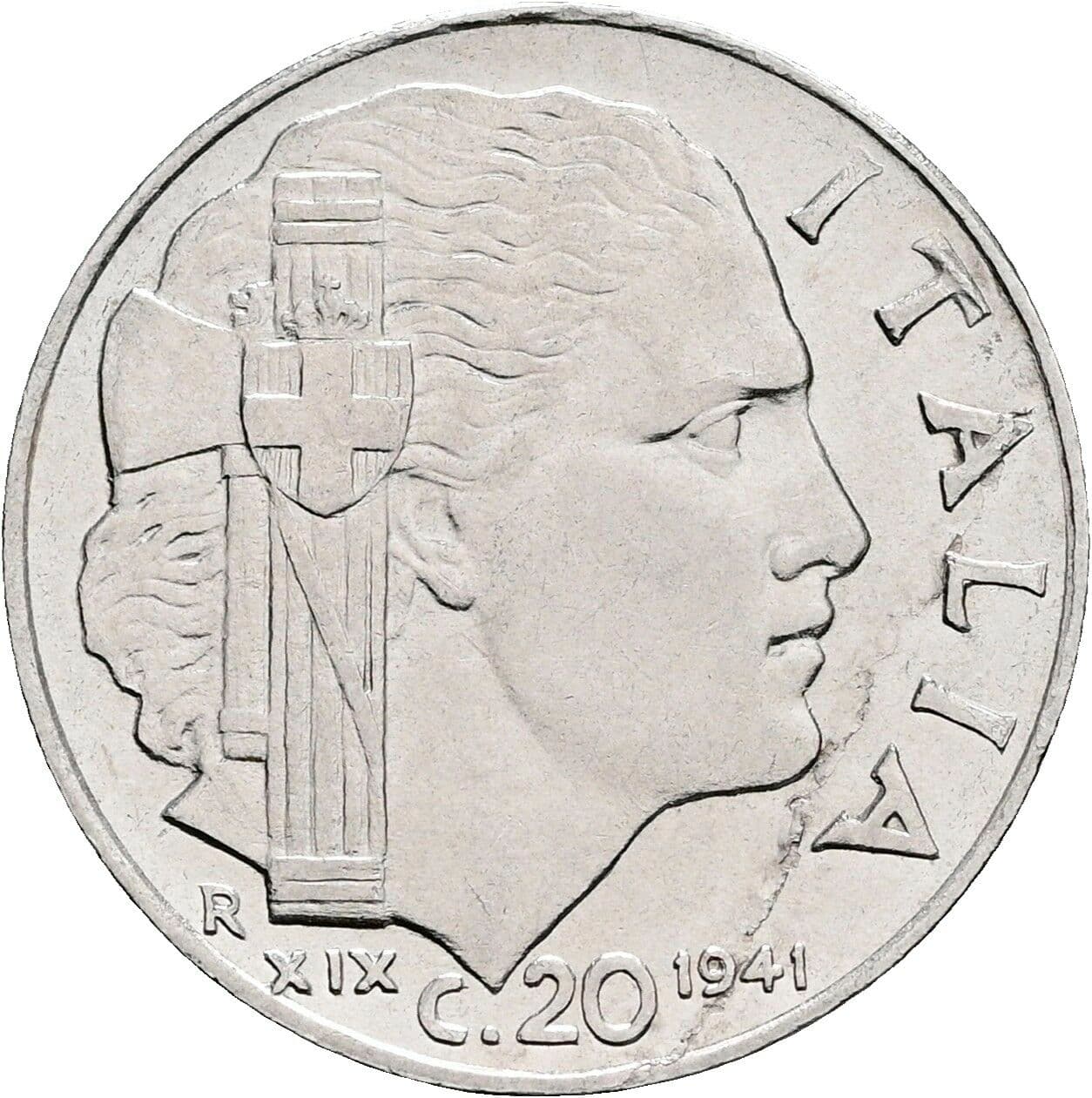 20 Centesimi Vittorio Emanuele III. 1900-1946 1941 – Vorderseite