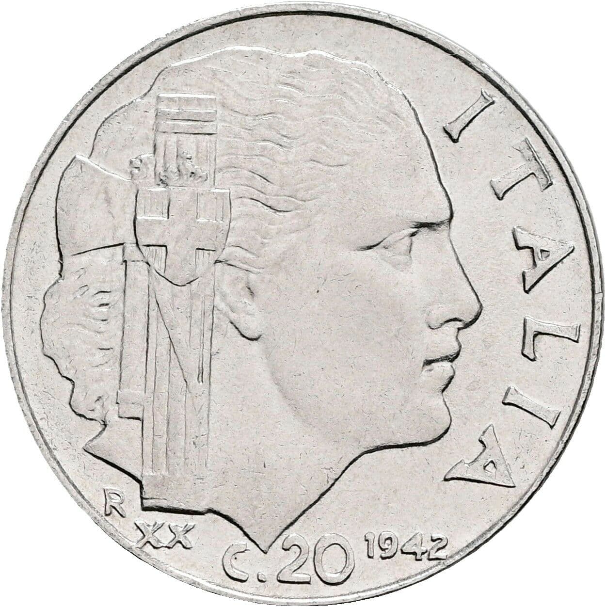 20 Centesimi Vittorio Emanuele III. 1900-1946 1942 – Vorderseite