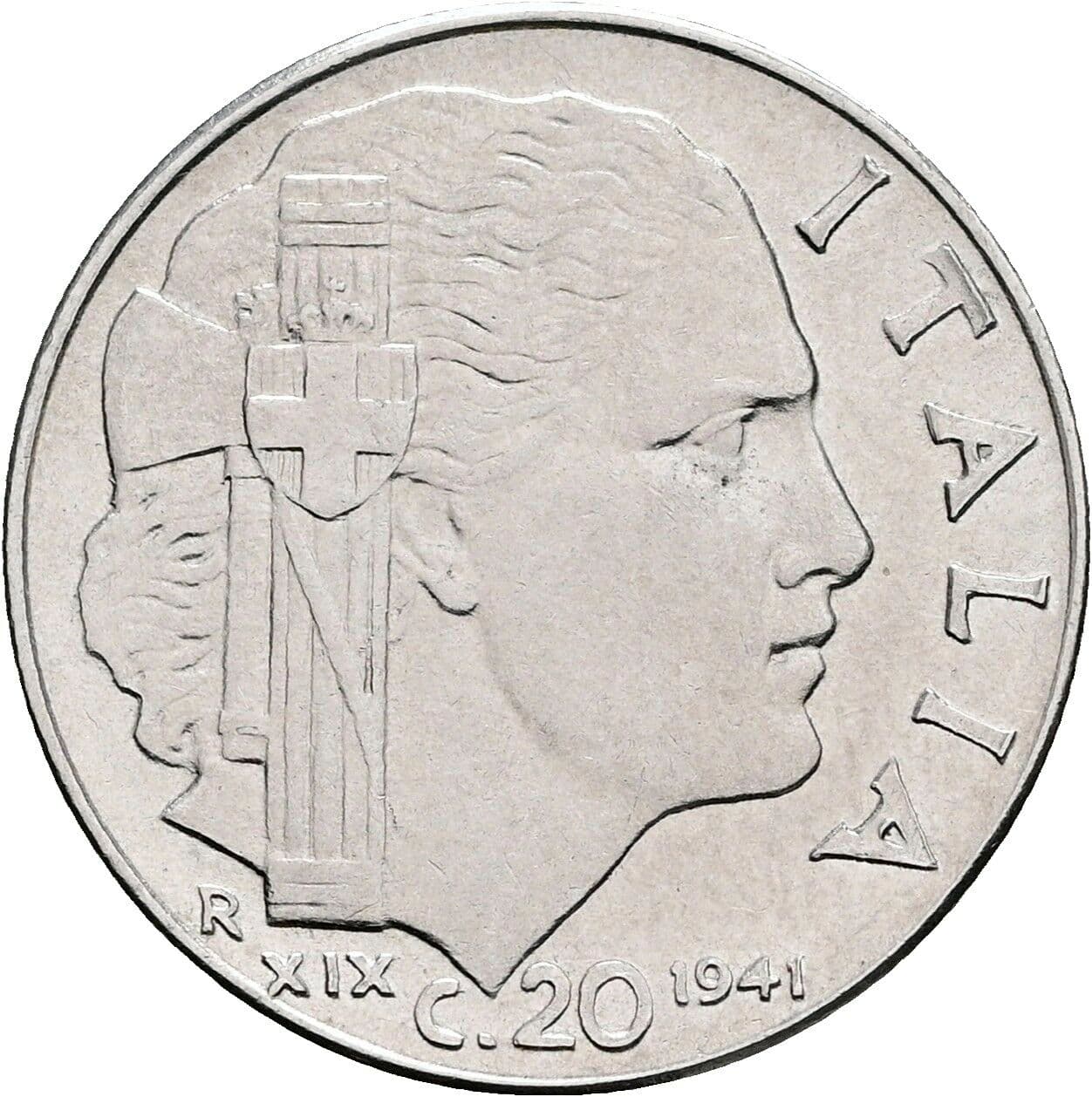 20 Centesimi Vittorio Emanuele III. 1900-1946 1941 – Vorderseite