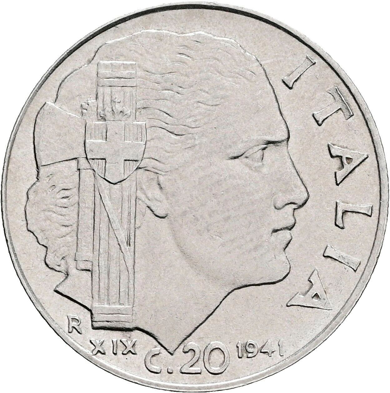 20 Centesimi Vittorio Emanuele III. 1900-1946 1941 – Vorderseite