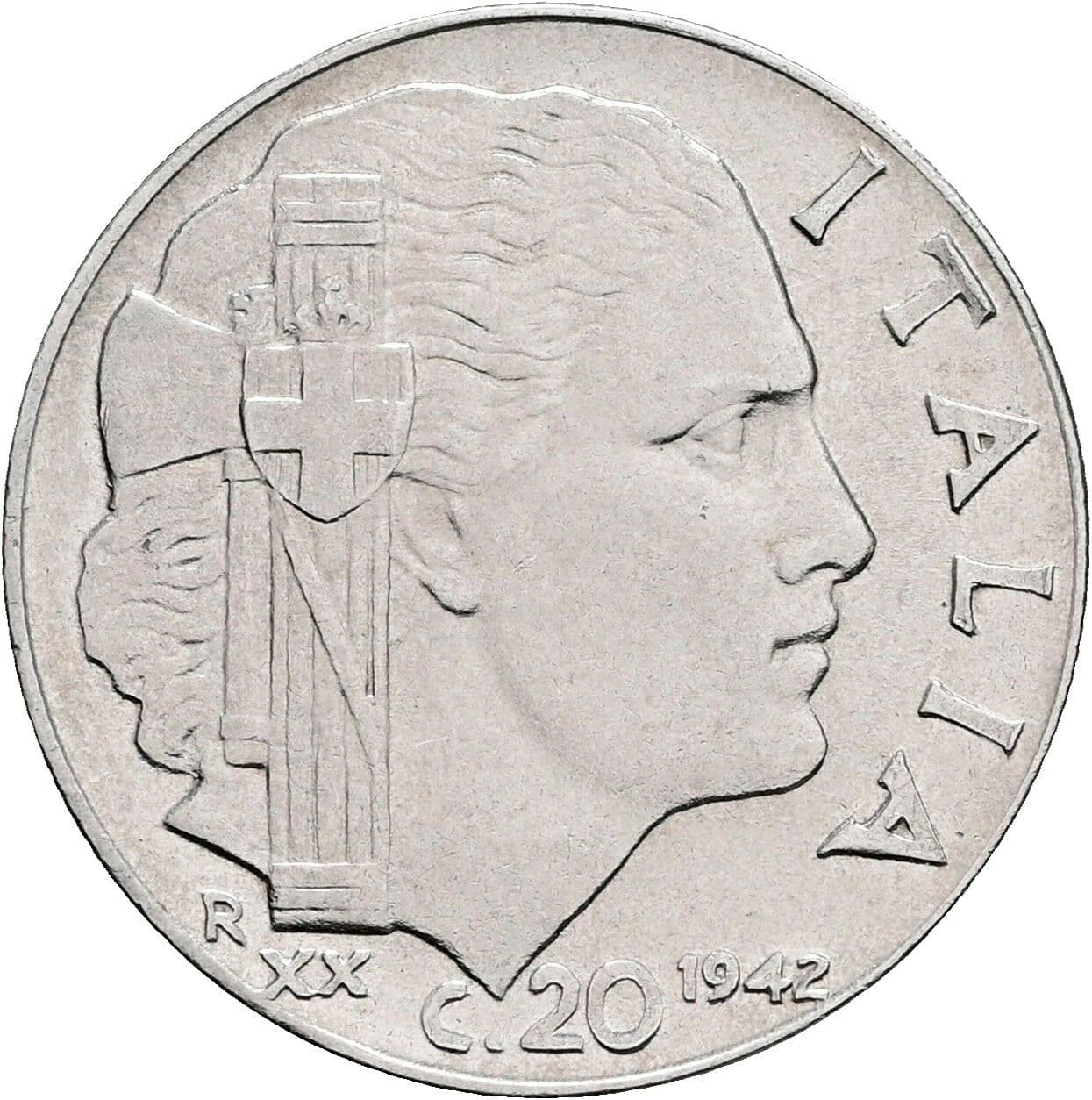 20 Centesimi Vittorio Emanuele III. 1900-1946 1942 – Vorderseite