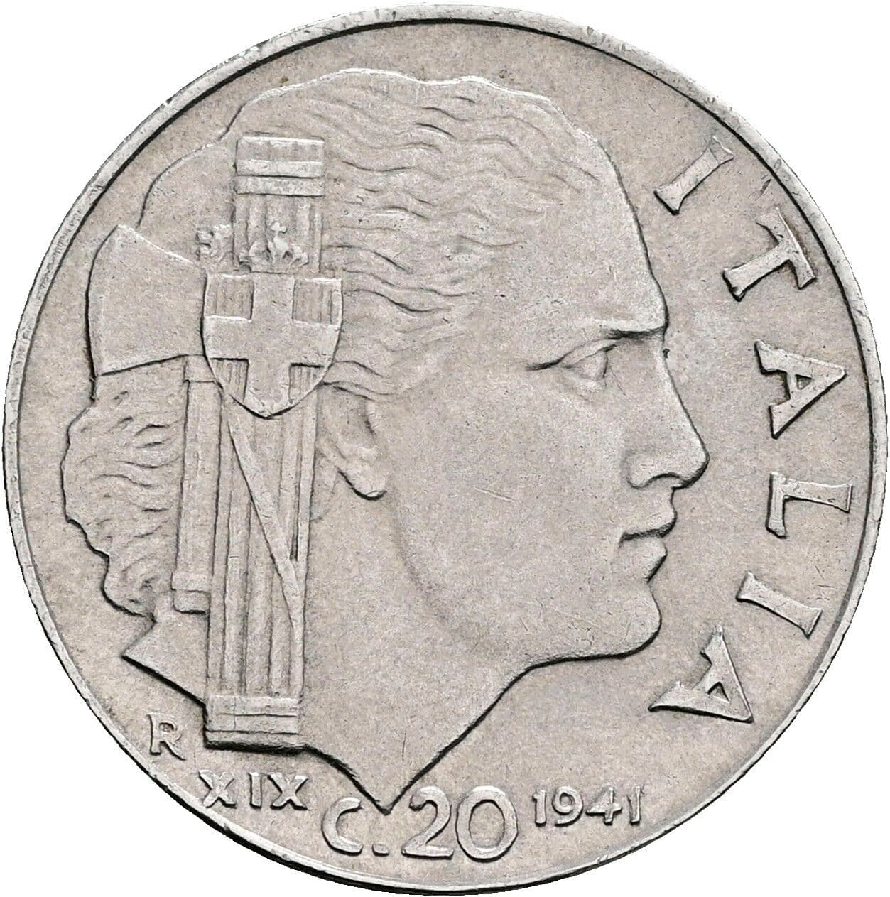 20 Centesimi Vittorio Emanuele III. 1900-1946 1941 – Vorderseite