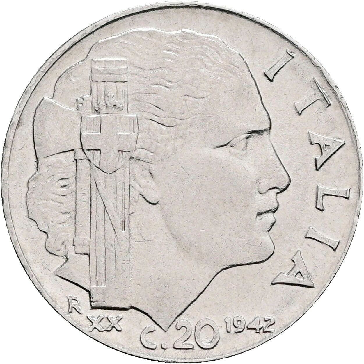 20 Centesimi Vittorio Emanuele III. 1900-1946 1942 – Vorderseite