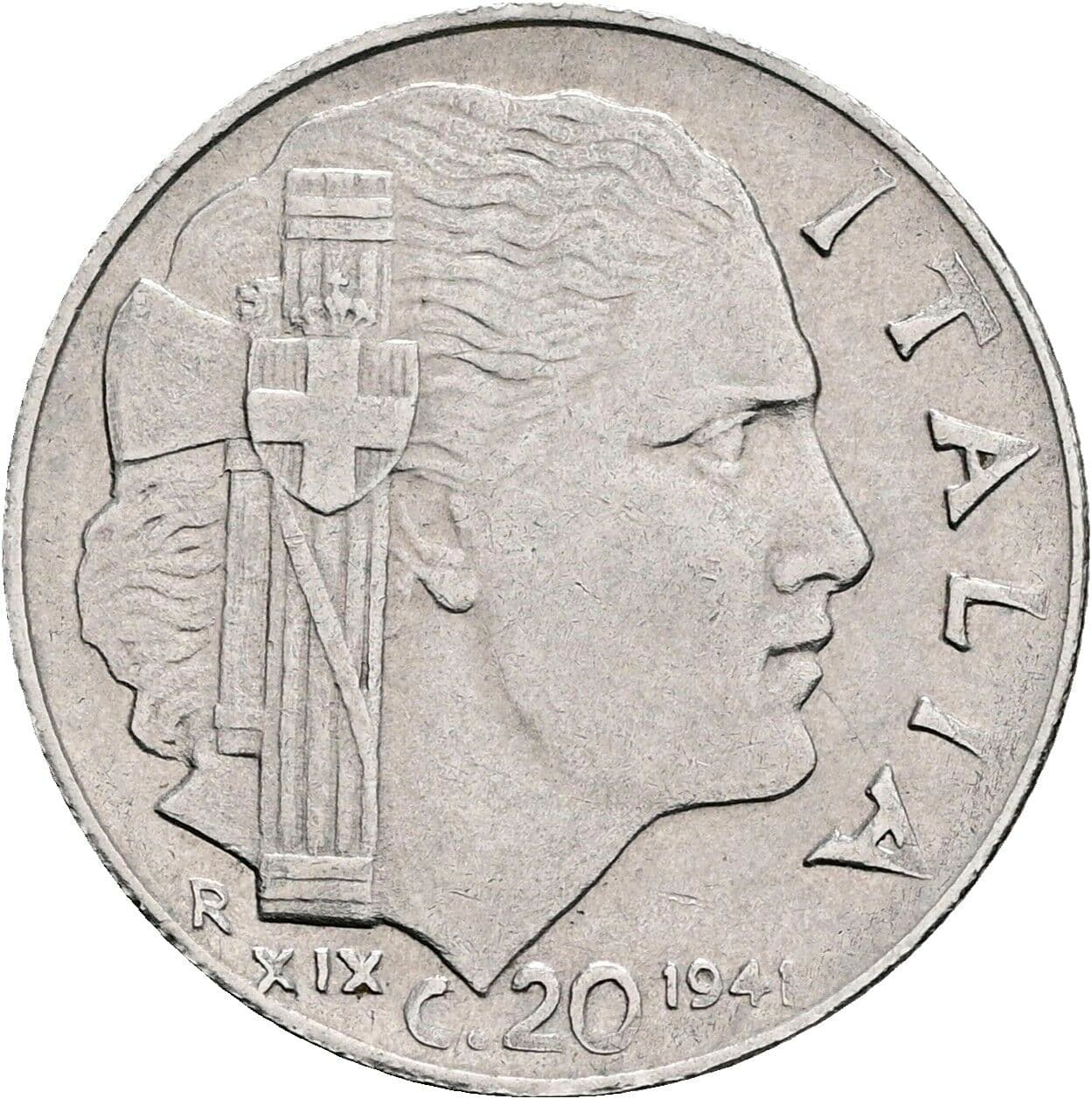 20 Centesimi Vittorio Emanuele III. 1900-1946 1941 – Vorderseite