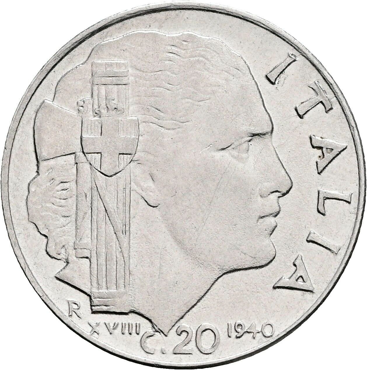 20 Centesimi Vittorio Emanuele III. 1900-1946 1940 – Vorderseite