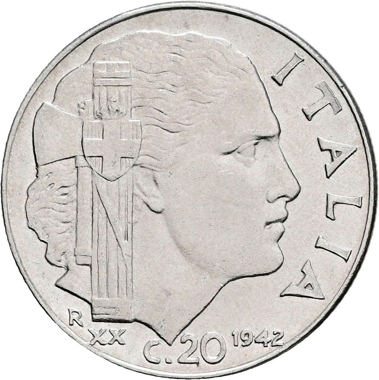 20 Centesimi Vittorio Emanuele III. 1900-1946 1942 – Vorderseite