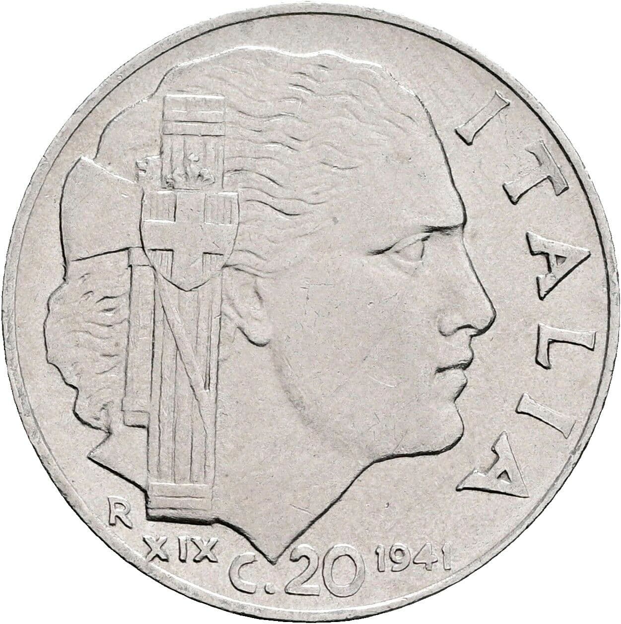 20 Centesimi Vittorio Emanuele III. 1900-1946 1941 – Vorderseite