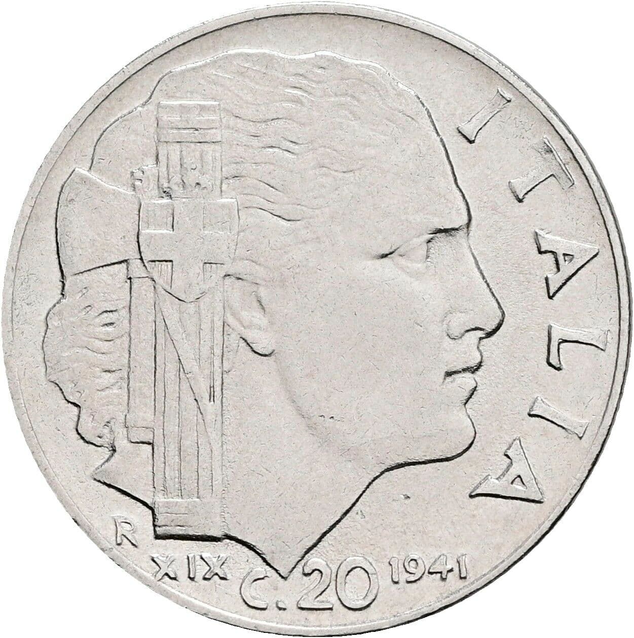 20 Centesimi Vittorio Emanuele III. 1900-1946 1941 – Vorderseite