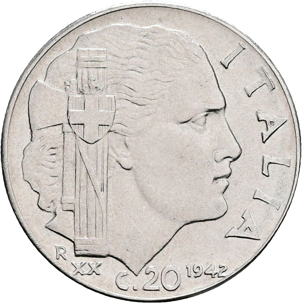 20 Centesimi Vittorio Emanuele III. 1900-1946 1942 – Vorderseite
