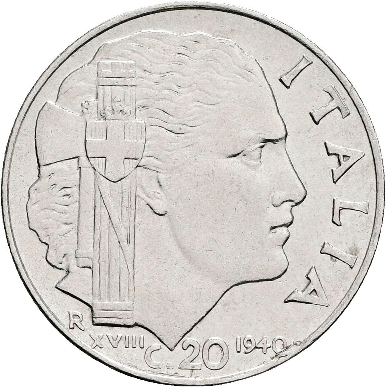 20 Centesimi Vittorio Emanuele III. 1900-1946 1940 – Vorderseite