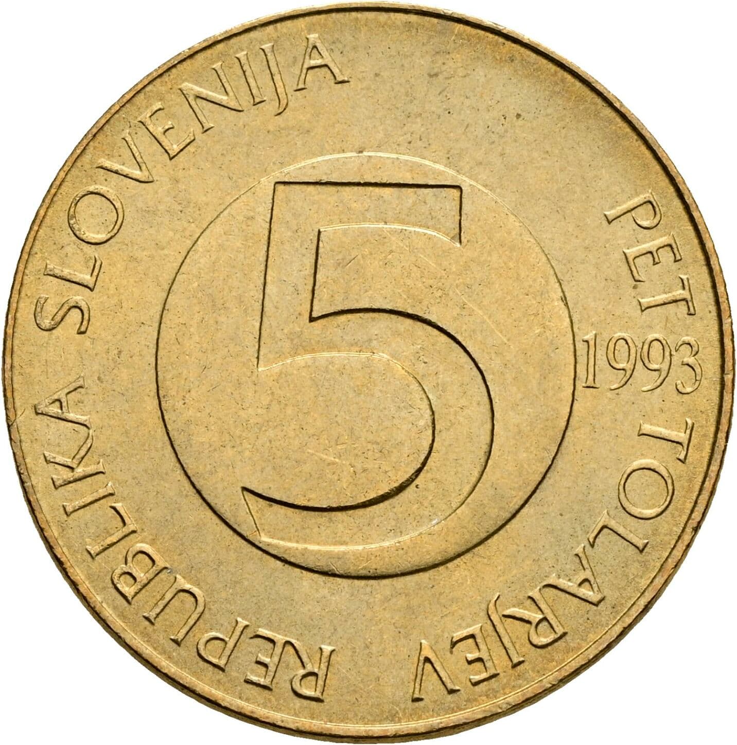5 Tolarjev 1993 – Vorderseite