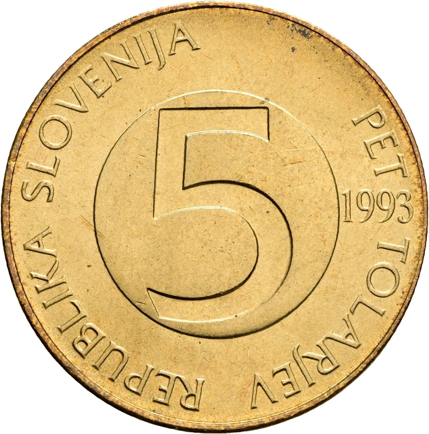5 Tolarjev 1993 – Vorderseite