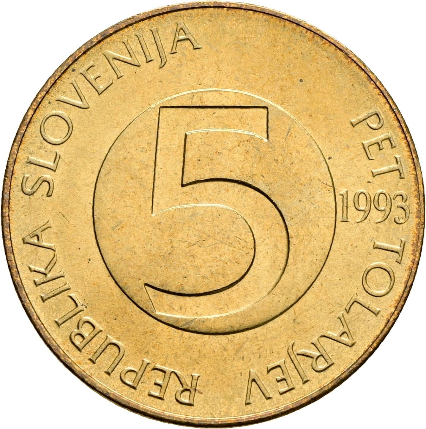 5 Tolarjev 1993 – Vorderseite
