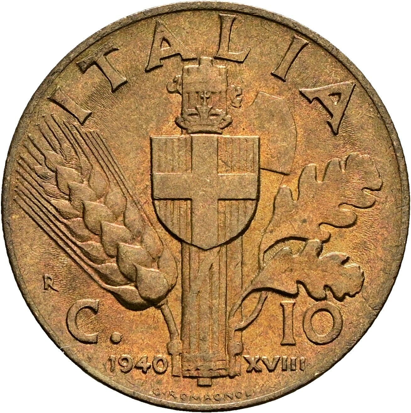 10 Centesimi Vittorio Emanuele III. 1900-1946 1940 – Rückseite