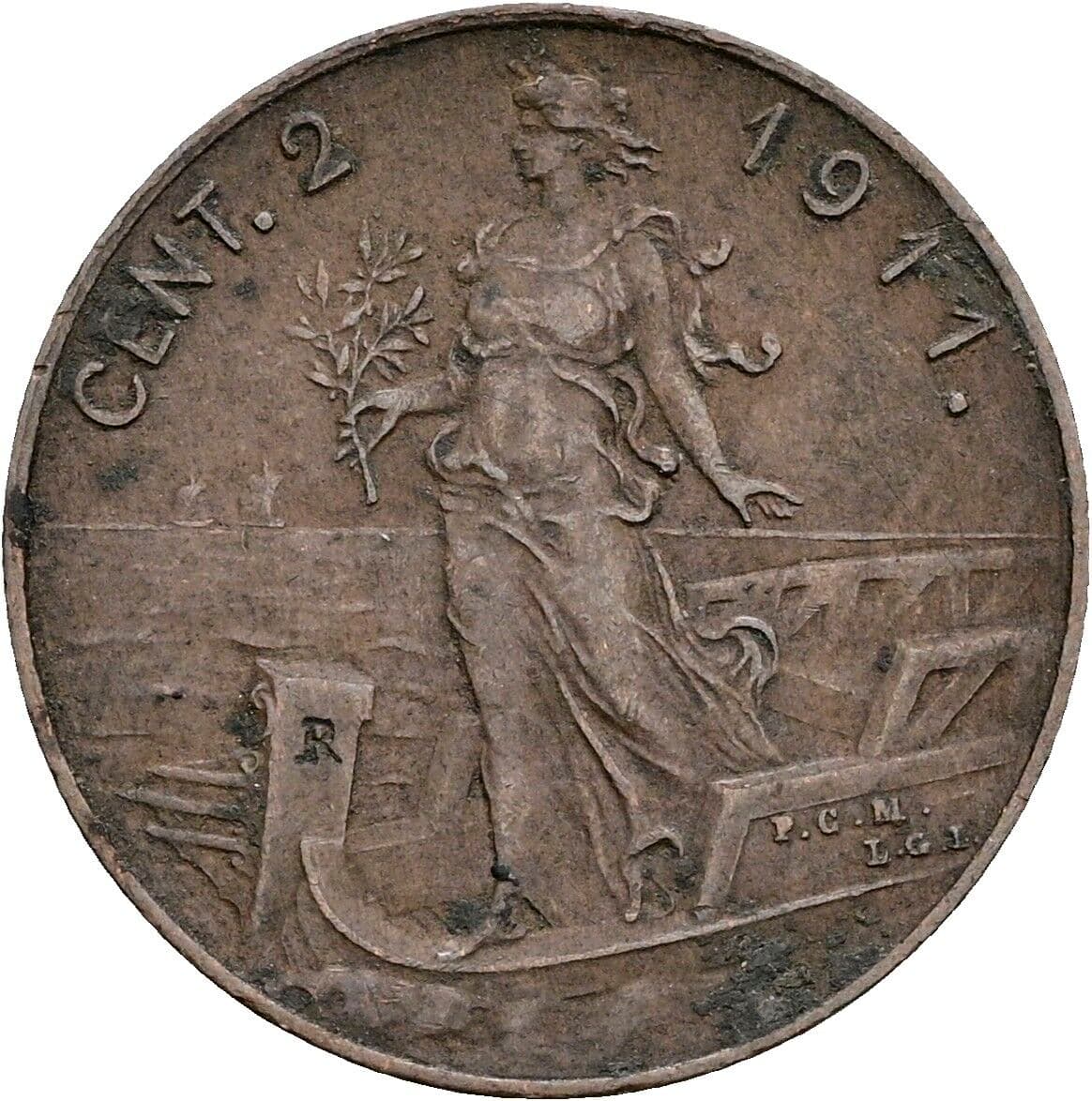 2 Centesimi Vittorio Emanuele III. 1900-1946 1911 – Rückseite