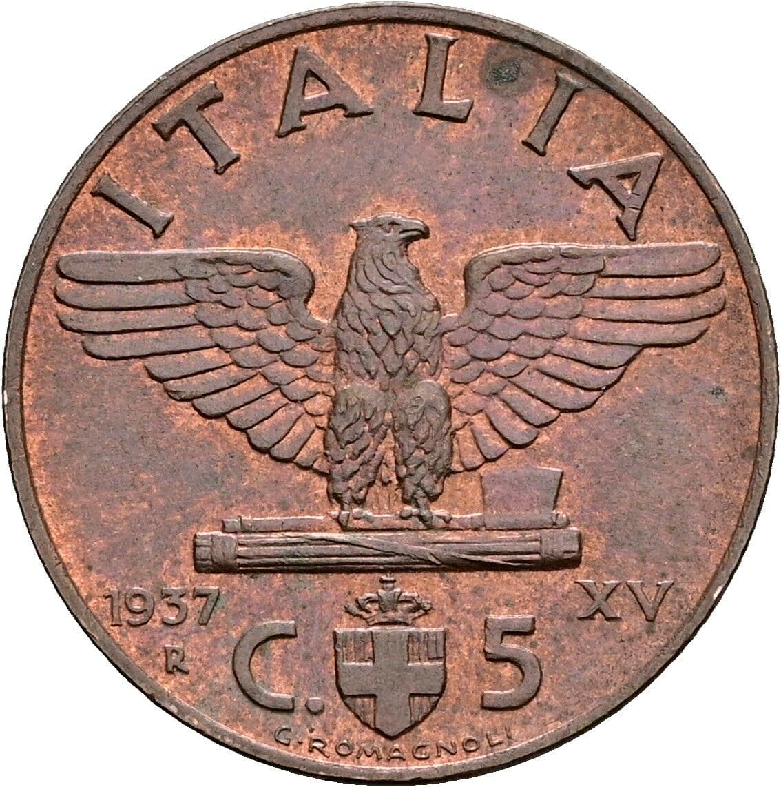 5 Centesimi Vittorio Emanuele III. 1900-1946 1937 – Rückseite