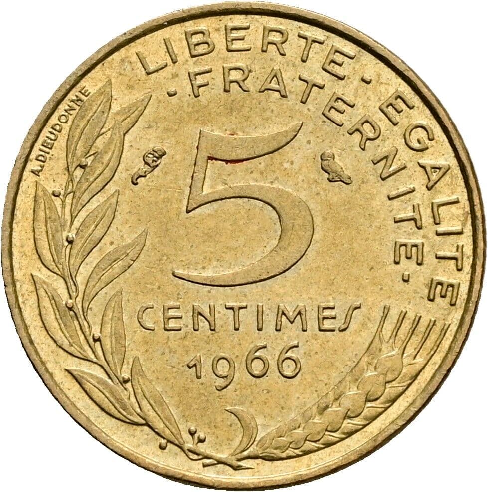 5 Centimes 1966 – Rückseite