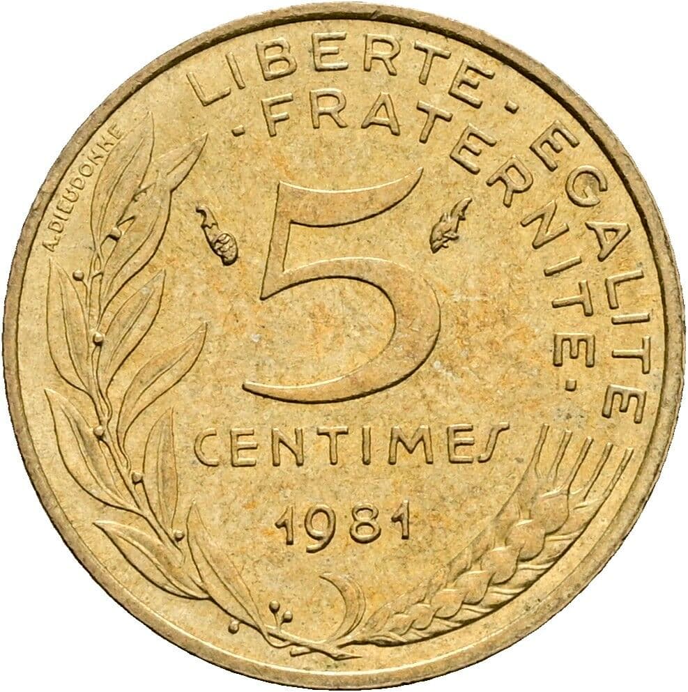 5 Centimes 1981 – Rückseite