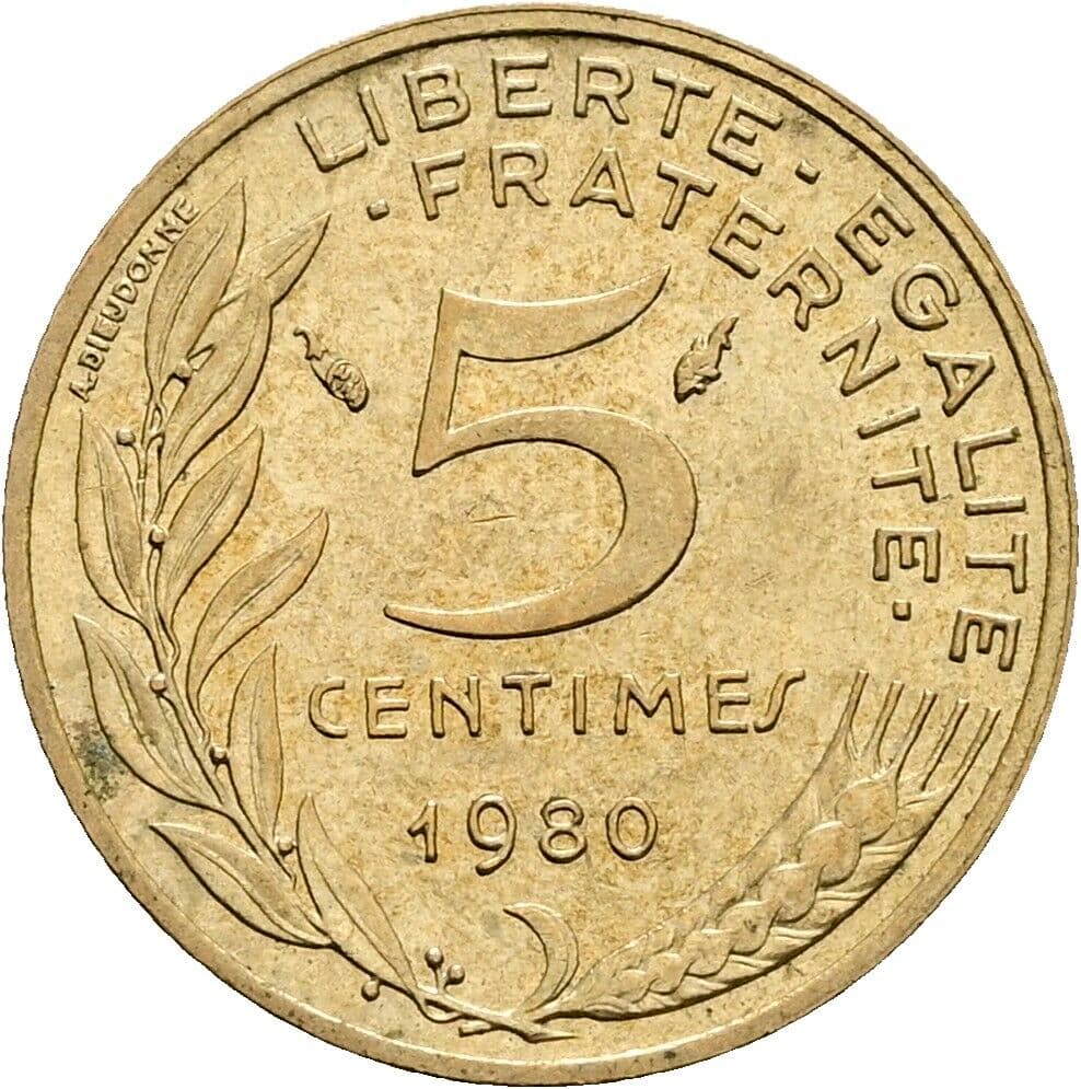 5 Centimes 1980 – Rückseite