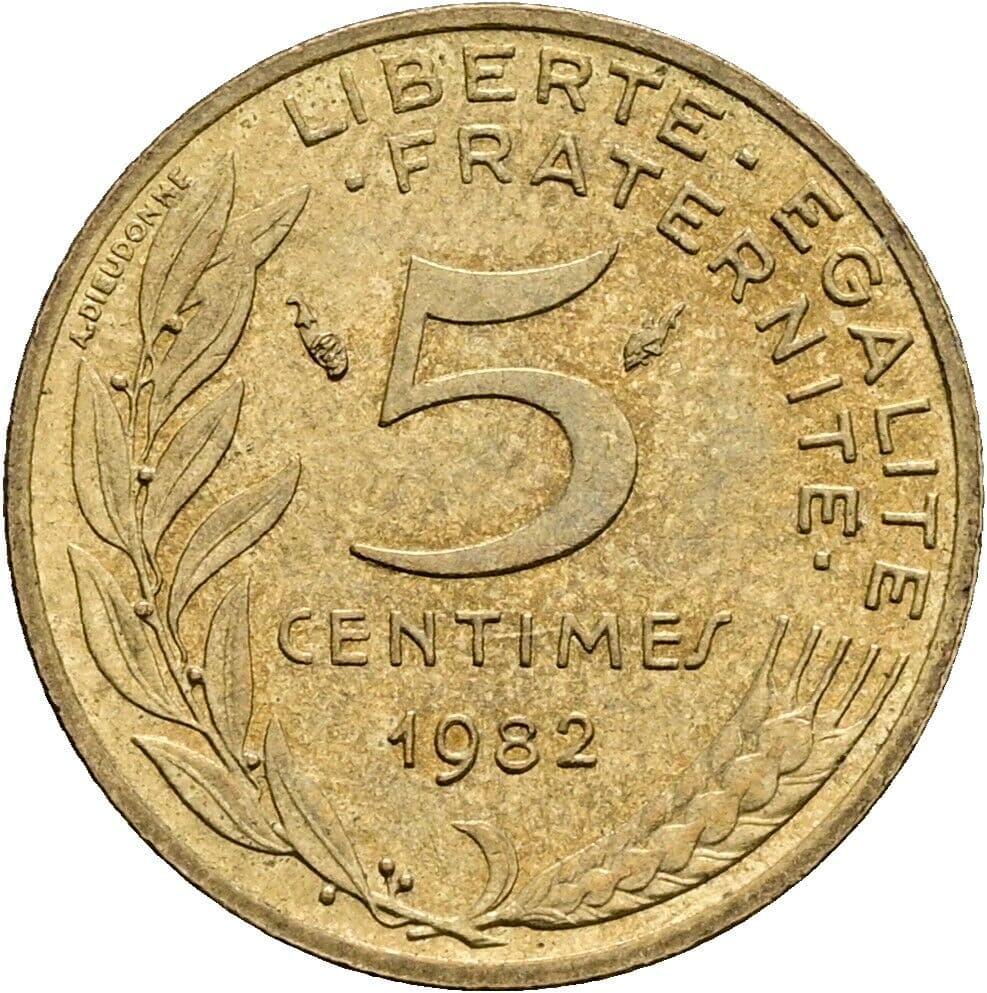 5 Centimes 1982 – Rückseite