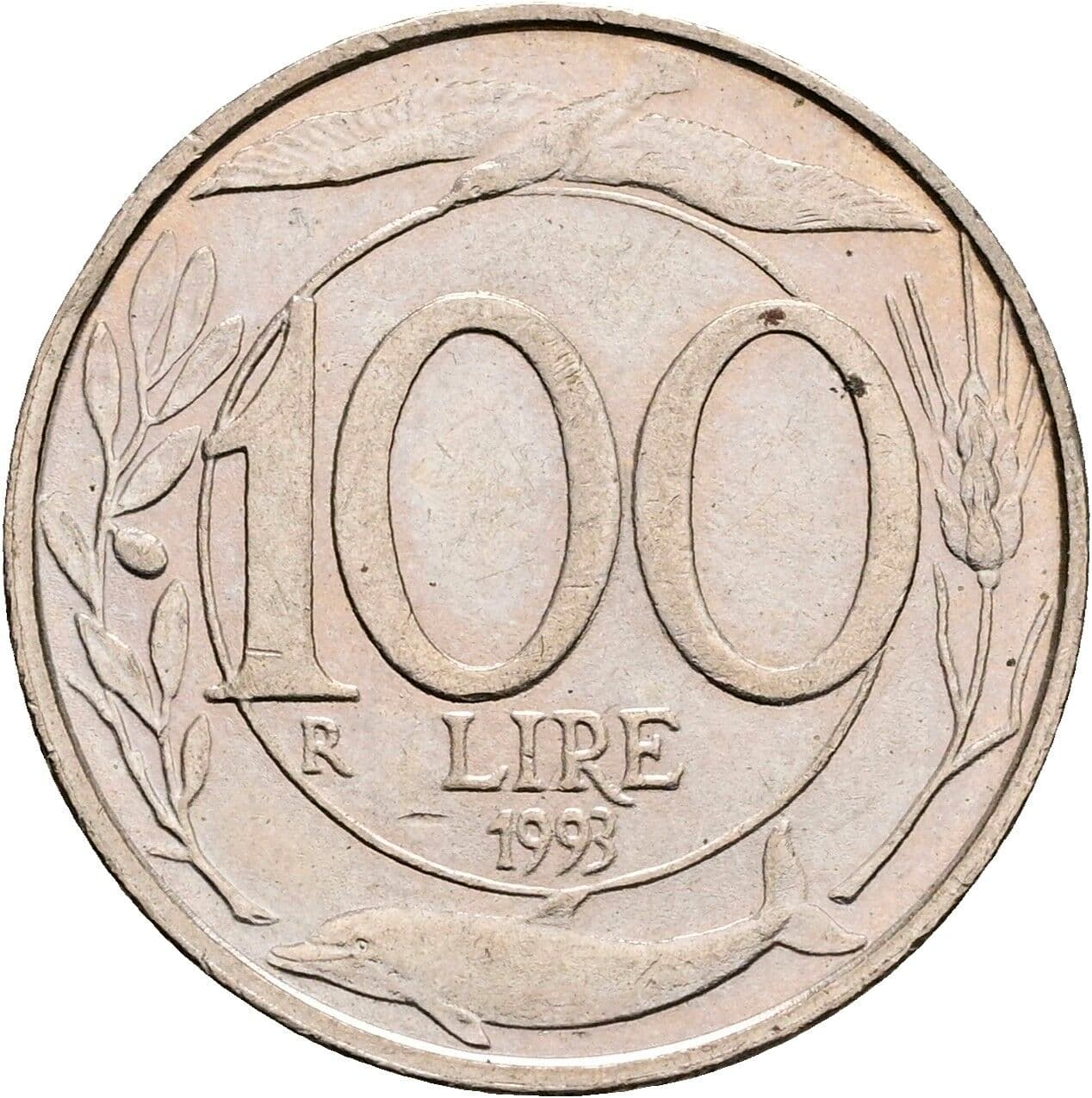 100 Lire 1993 – Rückseite