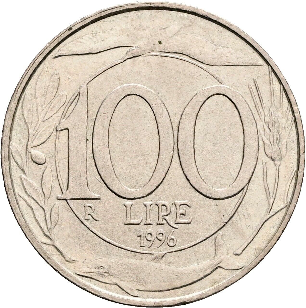 100 Lire 1996 – Rückseite