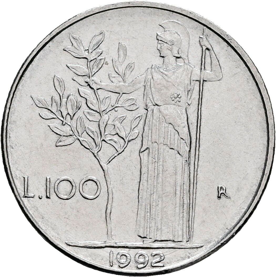 100 Lire 1992 – Rückseite